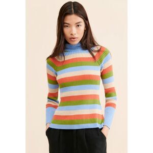ARTHUR Multicolored Striped Sz Small Cotton Ribbed Fitted RACER SKIVVY Sweater